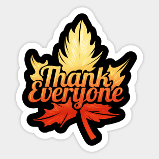 Brown Maple Leave Thank Everyone On Thanksgiving Sticker